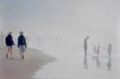 Strandgänger im Nebel